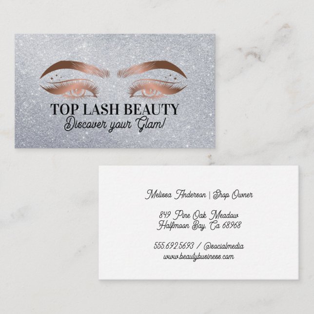 Beauty Eye Lashes | Glitzer Sparkle Hintergrund Visitenkarte (Vorne/Hinten)