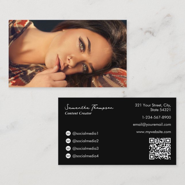 Beauty Fashion Influencer Content Creator Foto Visitenkarte (Vorne/Hinten)