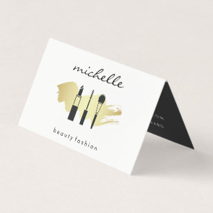 Beauty Fashion Makeup Gold Brushed Visitenkarten