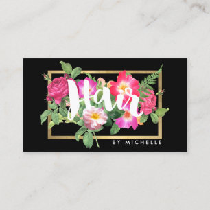 Beauty Florals Hair Stylist Black Visitenkarte