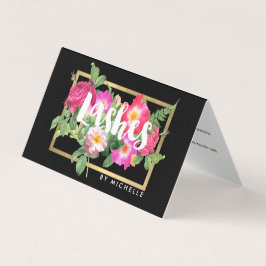 Beauty Florals Lash Extensions Black Aftercare Visitenkarten