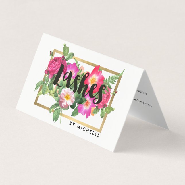 Beauty Florals Lash Extensions White Aftercare Visitenkarten (Vorderseite)