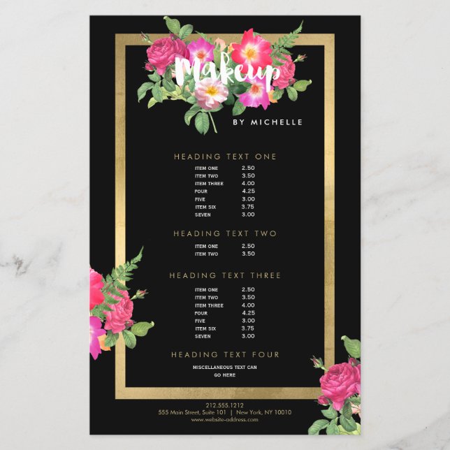 Beauty Florals Makeup Artist Black Flyer (Vorne)