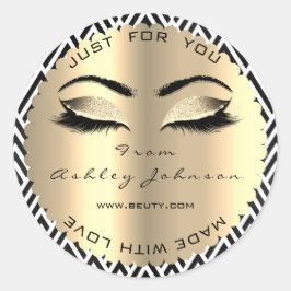 Beauty Funkelnd Glitzer Gold Lash aus Liebe Runder Aufkleber