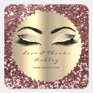 Beauty Funkelnd Glitzer Rose Gold Eyes Liebe & Dan Quadratischer Aufkleber
