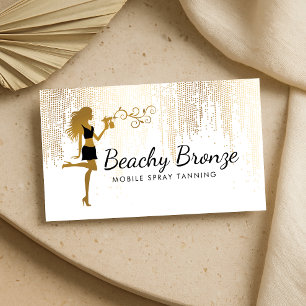 Beauty Girl Gold Bronze Rain Muster Spray Tanning Visitenkarte