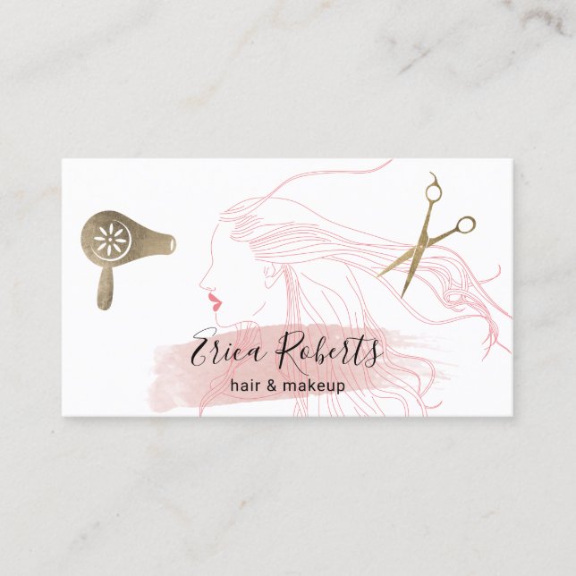 Beauty Girl Haar bläst Makeup Artist Friseur Salon Visitenkarte (Vorderseite)