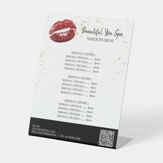 *~* Beauty Girly RED LIPS Tabletop Pedestal Sign Sockelschild (Vorderseite)