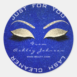 Beauty Glitzer Cobalt Blue Gold Lash Cleaner Runder Aufkleber