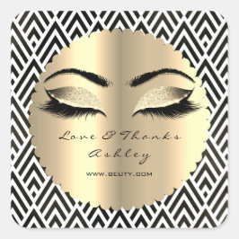 Beauty Glitzer Gold Lash Augen Liebe & Danke Diamo Quadratischer Aufkleber