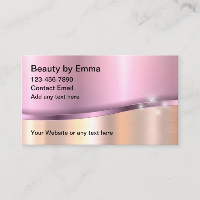 Beauty Glitzy Rose Gold Tone Business Cards Visitenkarte (Vorderseite)