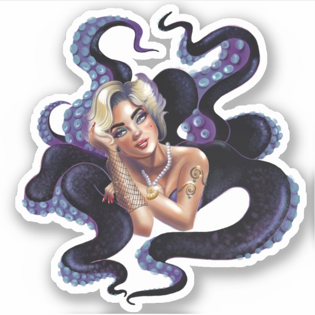 Beauty Goddess Octopus Sticker (Vorderseite)
