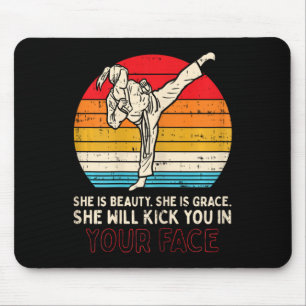 Beauty Grace Kick Face Girl Karate Taekwond Mousepad