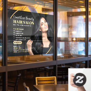 Beauty Hair Salon Brünett Modellshop Fensteraufkleber