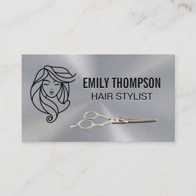Beauty Hair Salon Logo | Stylist-Schere Visitenkarte (Vorderseite)