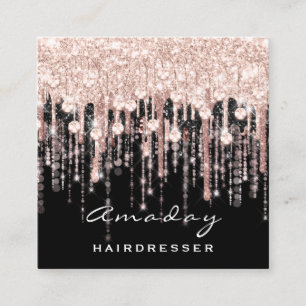 Beauty Hairdresser Makeup Rose Schwarze Tropfen Quadratische Visitenkarte