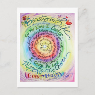 Beauty in Life Rounded Rainbow Postcard Postkarte