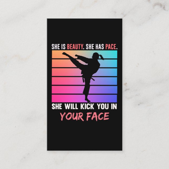 Beauty Karate Girl Kick You Taekwondo Jiu Jitsu Visitenkarte (Vorderseite)