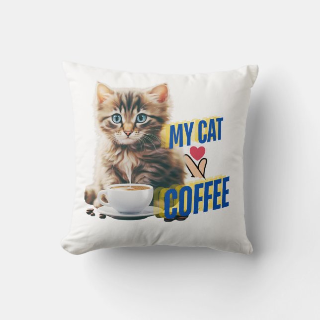 Beauty Katz Liebe Kaffee Throw Kissen Kissen (Vorderseite)