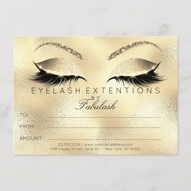 Beauty Lashes Makeup Certificate Geschenk (Vorderseite)