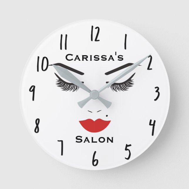 Beauty Makeup Face Lashes & Probleme mit der Haut Runde Wanduhr (Vorderseite)
