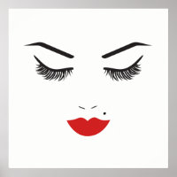 Beauty Makeup Face Lashes & Rote Lippen Chic