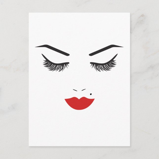 Beauty Makeup Face Lashes & Zeremonien Postkarte (Vorderseite)