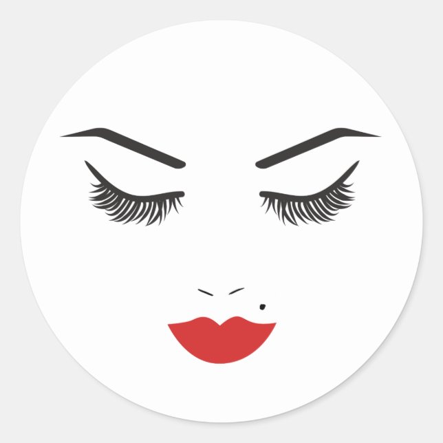 Beauty Makeup Face Lashes & Zeremonien Runder Aufkleber (Vorderseite)
