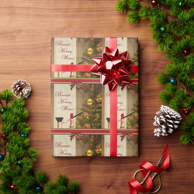 Beauty Makeup Holiday Wrapping Paper Geschenkpapier (Feiertagsgeschenk)