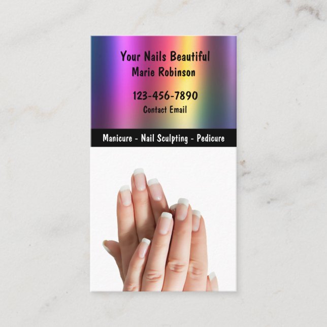 Beauty Manicured Nails Business Cards Visitenkarte (Vorderseite)
