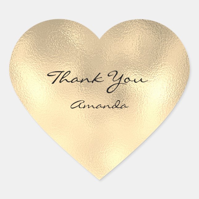Beauty Name Bridal Herz Danke Champaigne Metallic Herz-Aufkleber (Vorderseite)