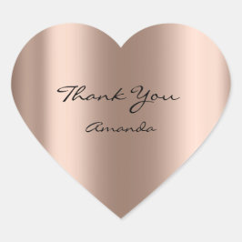 Beauty Name Bridal Herz Danke Rose Gold Metallic Herz-Aufkleber