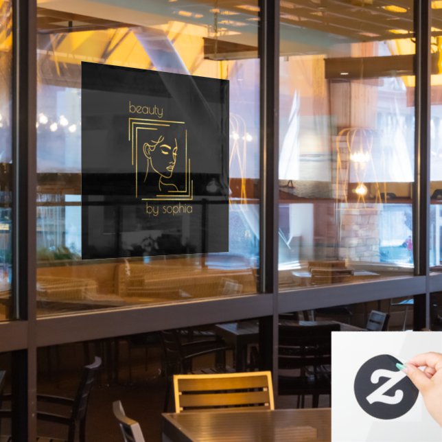 Beauty Parlor | Friseursalon | Schwarz & Gold Fensteraufkleber (Restaurantfenster)