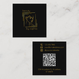 Beauty Parlor | Friseursalon | Schwarz & Gold Quadratische Visitenkarte