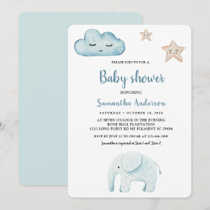 Beauty Pastel Blue Elephant Einladung