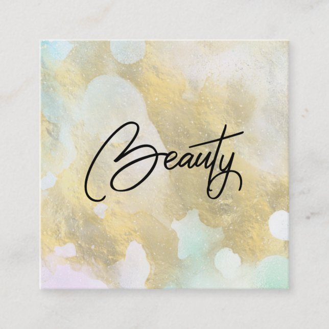 ~* BEAUTY Pastel Rainbow Gold Foil Carte de visite (Devant)