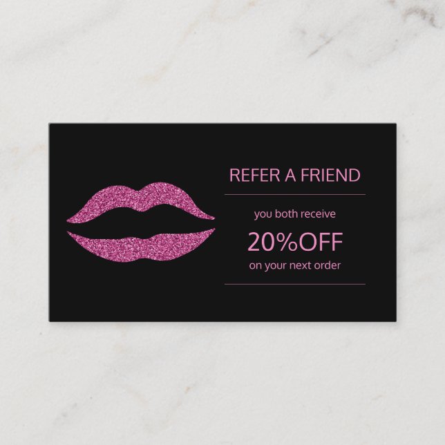 Beauty Products Distributor Pink Lips Referenz Empfehlungskarte (Vorderseite)