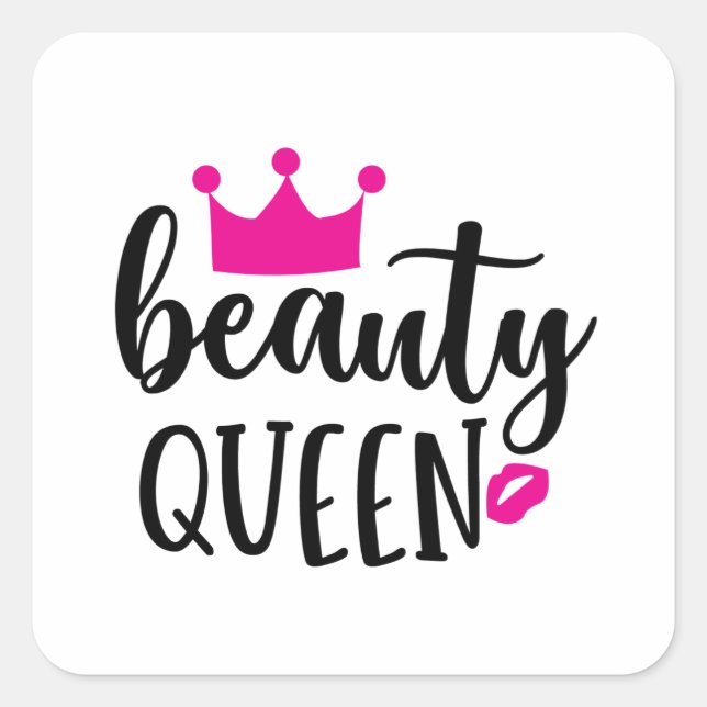 Beauty queen quadratischer aufkleber (Vorderseite)