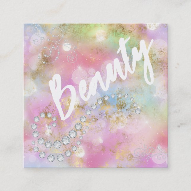 *~* BEAUTY Rainbow Gold Grunge Carte de visite (Devant)