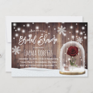 Beauty Rose Dome Rustikales Winter Brautparty Einladung