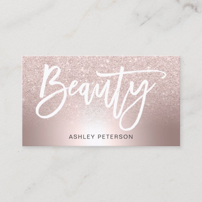 Beauty Rose Gold Glitzer ombre Metallic Folie Visitenkarte (Vorderseite)