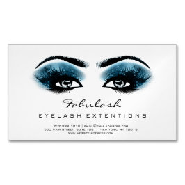 Beauty Salon Blue Schwarz-weiß Adress Makeup Lashe Magnetische Visitenkarte