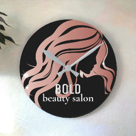 Beauty Salon Business Name Rose Goldenes Fossil +  Runde Wanduhr