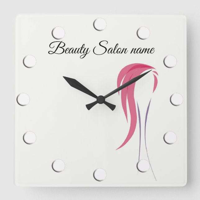 Beauty Salon customizable, or makeup artist Quadratische Wanduhr (Vorderseite)