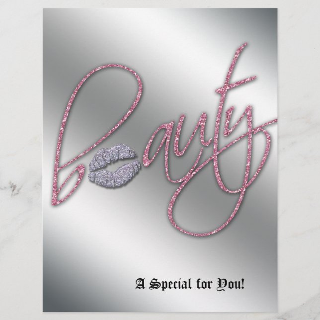 Beauty Salon Flyer Haar Rosa Silbertabletten (Vorne)