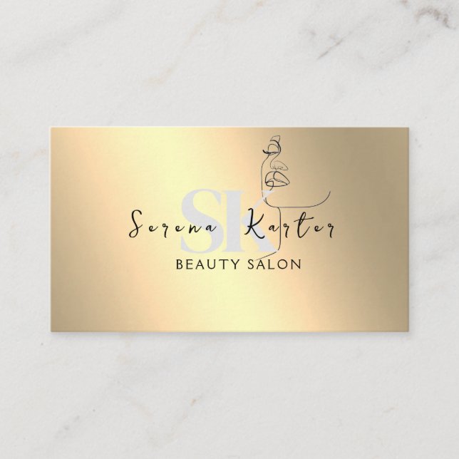 Beauty Salon Gesicht Abstrakt Frauen Moderner Mini Visitenkarte (Vorderseite)