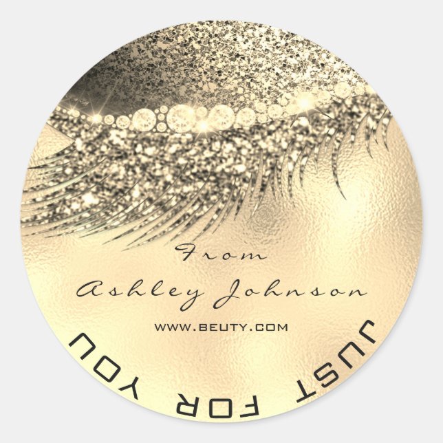 Beauty Salon Glitzer Gold Lash Cleaner Metal Lux Runder Aufkleber (Vorderseite)
