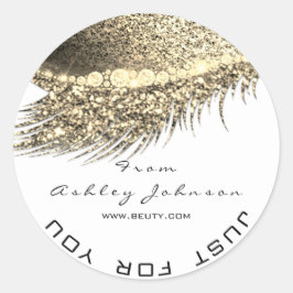 Beauty Salon Glitzer Gold Lash Cleaner Metal Weiß Runder Aufkleber