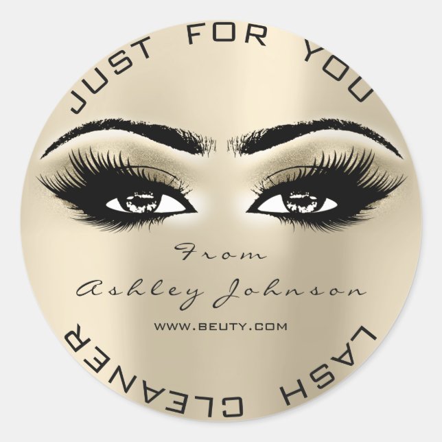 Beauty Salon Glitzer Gold Lash Cleaner Open Eye Runder Aufkleber (Vorderseite)