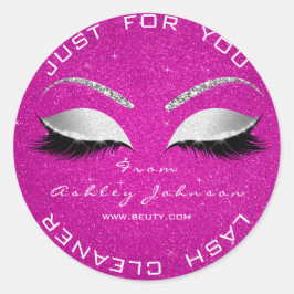 Beauty Salon Glitzer Hot Pink Rose Lashes Reiniger Runder Aufkleber